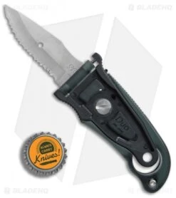 SOG Duo Fixed Blade Knife Black Zytel (2.75" Satin Plain/Serr) -Sog SOG Duo black zytel satin plain serr BHQ 74895 er bottlecap