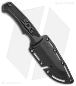SOG Field Fixed Blade Knife Black Rubber (4" Satin) -Sog SOG Field Black Rubber FK1001 CP BHQ 52453 jr sheath