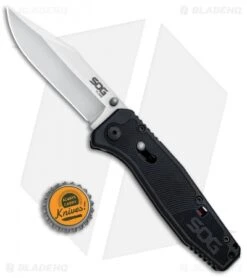 SOG Flare Clip Point Assisted Opening Knife (3.5" Satin) FLA1001-CP -Sog SOG Flare CP Assisted Satin FLA1001 CP BHQ 80610 jr bottlecap