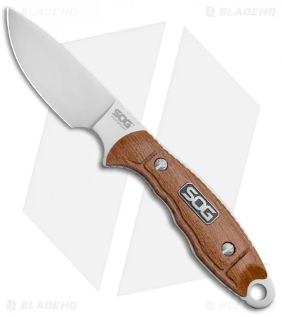 SOG Huntspoint Skinning Fixed Blade Knife Wood (3.6" Satin) HT012L 3 SOG Huntspoint Skinning Fixed Blade Knife Wood (3.6" Satin) HT012L