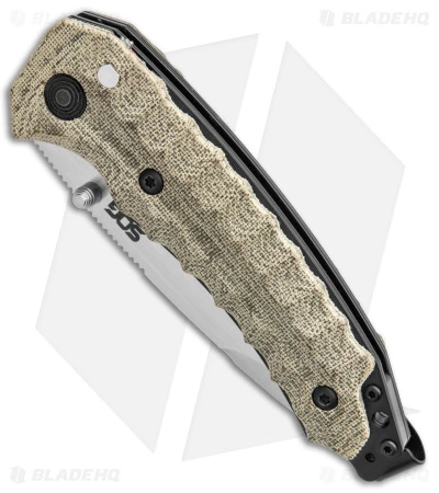 SOG Kiku Spring Assisted Knife Tan Micarta (3.5" Satin) KU-3003 4 SOG Kiku Spring Assisted Knife Tan Micarta (3.5" Satin) KU-3003 - Image 2