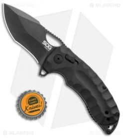 SOG Kiku XR Blackout XR-Lock Knife Black Micarta (3" Black) -Sog SOG Kiku XR Blackout Black G 10 Black BHQ 99496 jr bottlecap