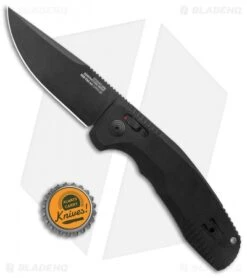SOG Knives SOG-TAC AU Drop Point Automatic Knife Black Aluminum (3.4" Black) -Sog SOG Knives SOG TAC AU Auto Black Black BHQ 119258 jr bottlecap