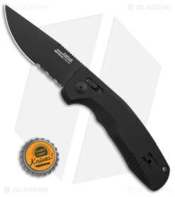SOG Knives SOG-TAC AU Automatic Knife Black Aluminum (3.4" Black Serr) -Sog SOG Knives TAC AU Automatic Knife Black 3in Black Serr BHQ 119259 td size