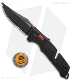 SOG Trident AT-XR Lock Knife Black/Red Clip Point (3.7" Black Serr) -Sog SOG Trident AT XR Lock Black Red CP Black Serr BHQ 105693 jr bottlecap
