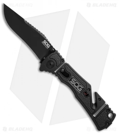SOG Trident Elite Clip Point Spring Assisted Knife (3.7" Black) TF102 3 SOG Trident Elite Clip Point Spring Assisted Knife (3.7" Black) TF102