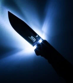 SOG Bladelight Folder Mini Black Knife + LED Flashlight (3" Black) BLT61-CP -Sog sog bladelight folder mini black blt61 cp light cm