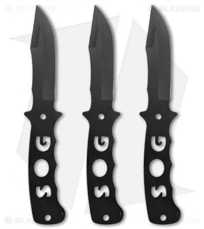 SOG Bowie Fixed Blade Throwing Knives (Set Of 3) F04T-N 3 SOG Bowie Fixed Blade Throwing Knives (Set Of 3) F04T-N