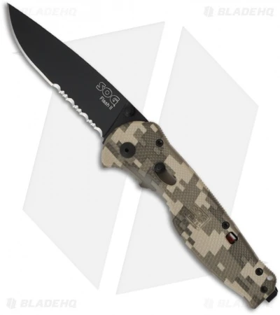 SOG Flash II Assisted Opening Knife Digi Camo (3.5" Black Serr) DFSA-98 3 SOG Flash II Assisted Opening Knife Digi Camo (3.5" Black Serr) DFSA-98